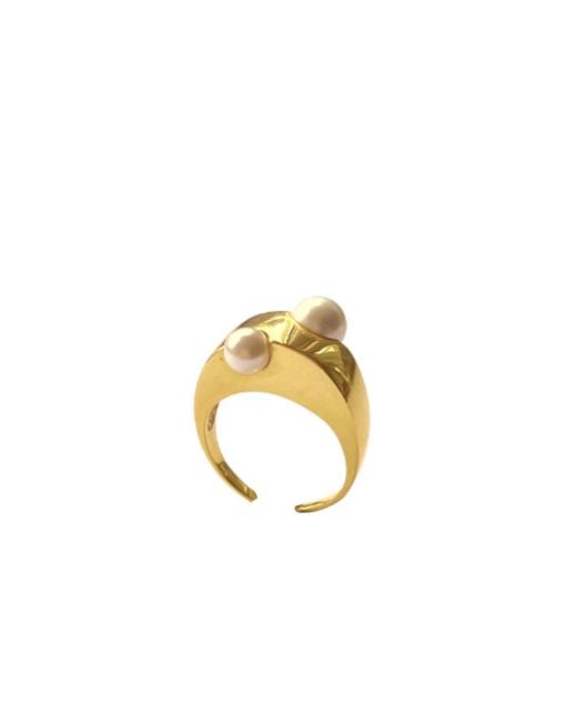 LINYA JEWELLERY Metallic Pearl Adjustable Ring
