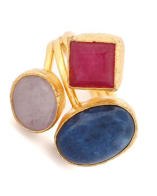 Ebru Jewelry Blue Trio Essence Spiritual Power Gemstone Ring