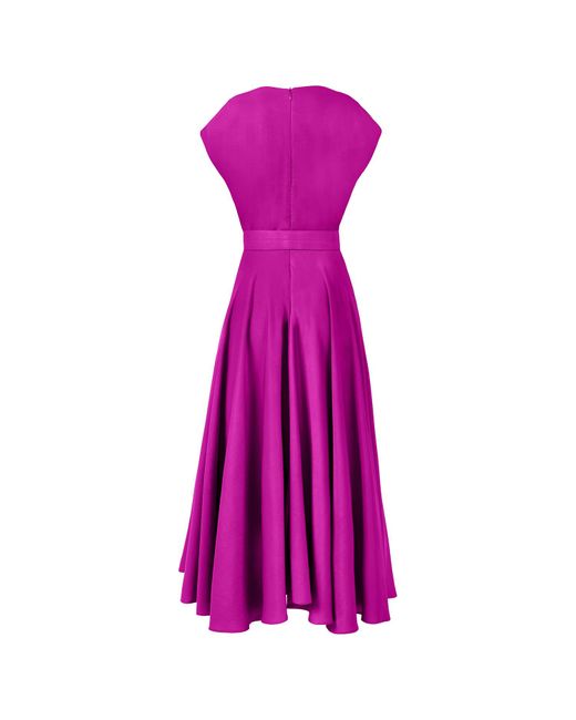 ALINA CERNĂTESCU Purple Segue Vibrant Cocktail Dress With Pockets And Textile Belt