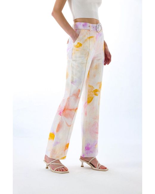 We Are Kindred Pink Josephine Flare Belt Pants-Rose