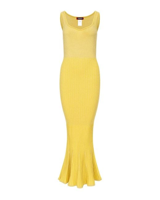Andreeva Yellow Butter Metallic Knit Dress