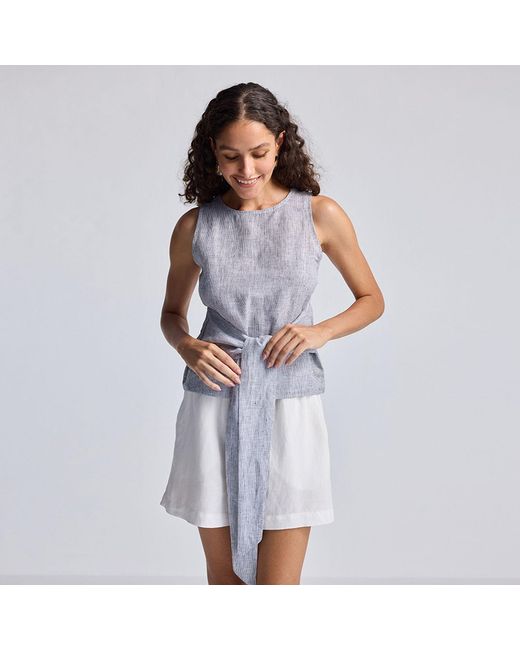 REISTOR Blue Front-Tie Top