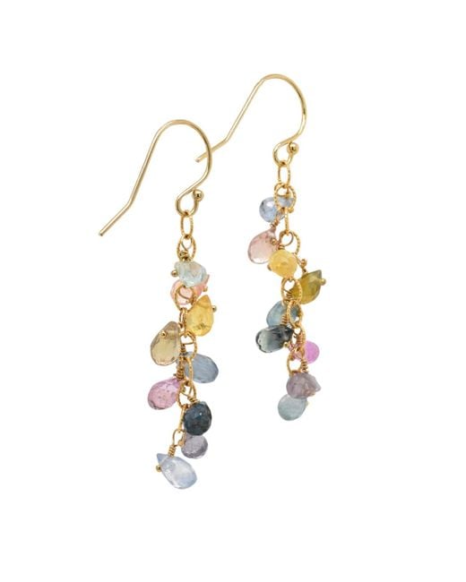 Lori Kaplan Design Metallic Multi Sapphire Chain Dangle Earrings