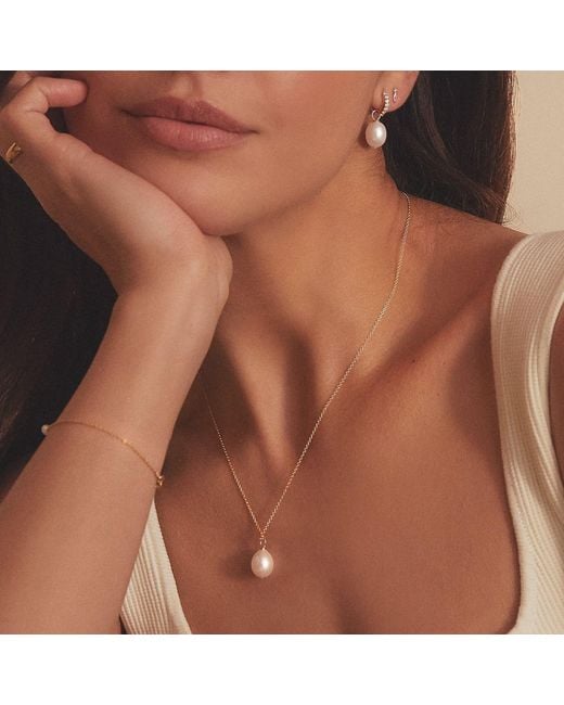 Lily & Roo Metallic Large Single Pearl Necklace
