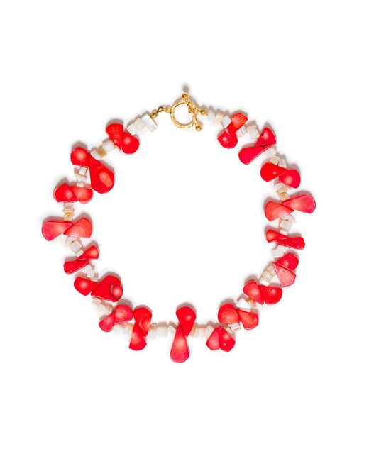 Kybele Studio Red Puglia Glow Choker With Coral & Mother Of Pearl