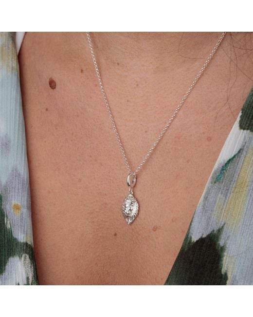 Lily Charmed Metallic Sterling Lion Head Zodiac Charm Necklace