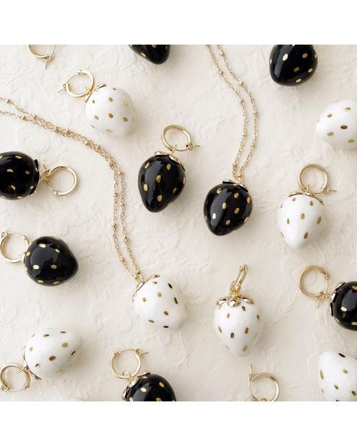 POPORCELAIN Metallic Golden White Porcelain Strawberry Necklace
