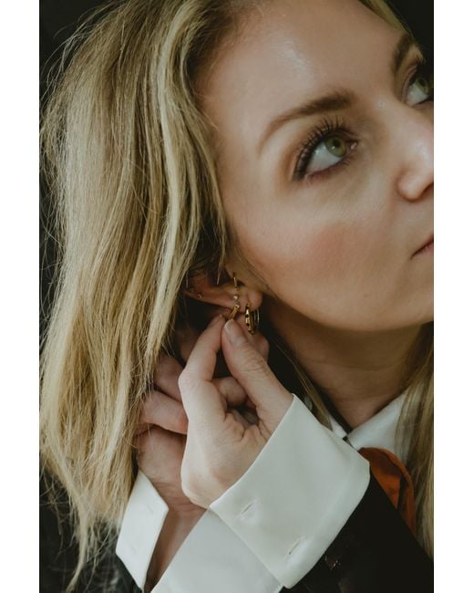 Armine + Ambrose Metallic The A's Huggie Earrings
