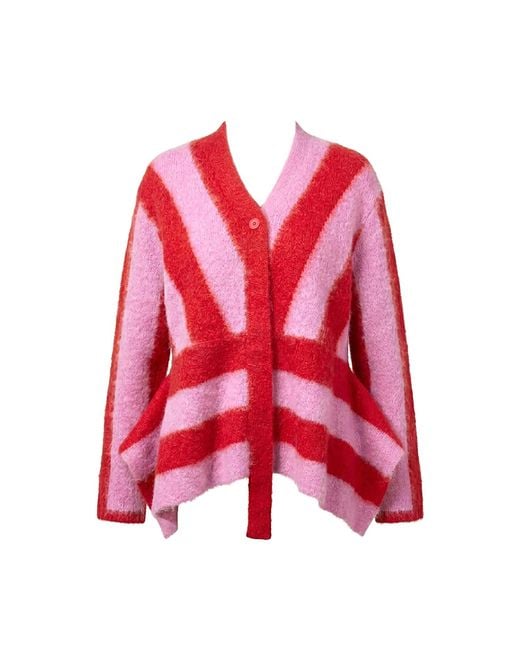 Arto. Red Bolding Stripes Mohair Cardigan