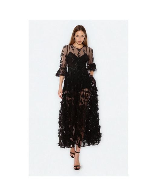 MATSOUR'I Black Cocktail Dress Franceska Midi