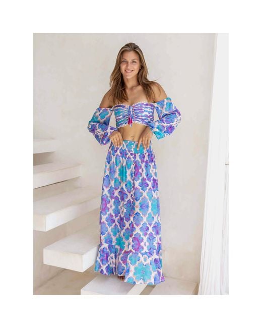 Sophia Alexia Blue Orchid Paradise Fiji Skirt