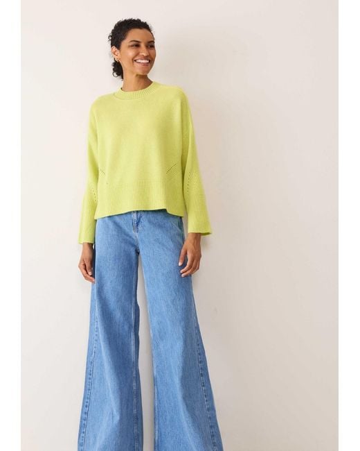 Loop Cashmere Yellow Ribbed Detail Lofty Crew Sweatshirt