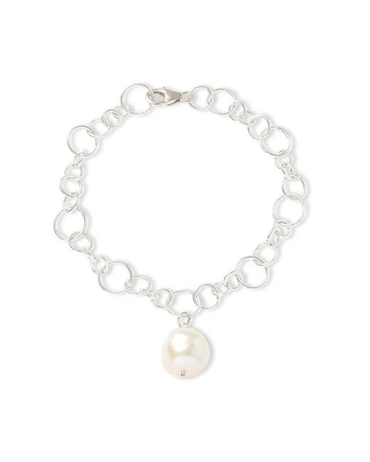 Pearls of the Orient Online Metallic Decus Baroque Cultured Freshwater Pearl Drop On Chunky Chain Bracelet