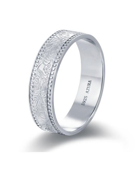Azura Jewelry New York White Everwood Carved Band Vermeil