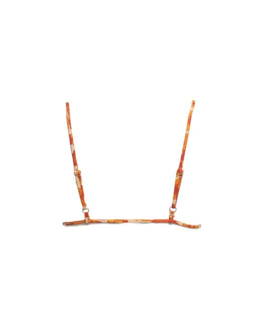 Patti Jane Swim Orange Sharon's Sunny Floral Front-Tie Triangle Bikini Top
