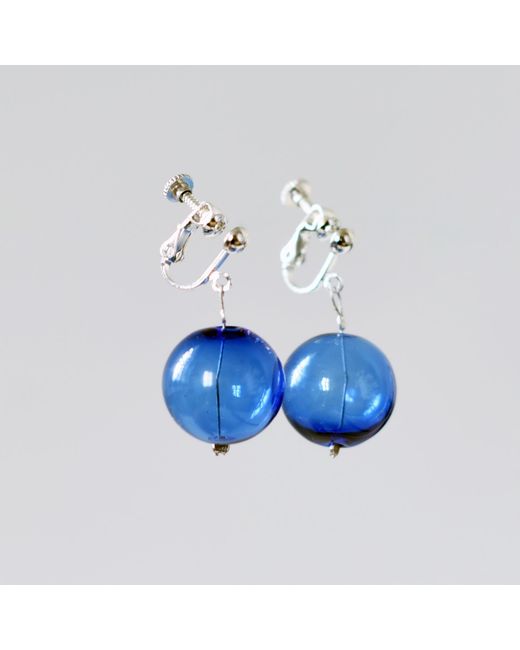 Laura Daili Blue Cobalt Moon Clip-On Earrings