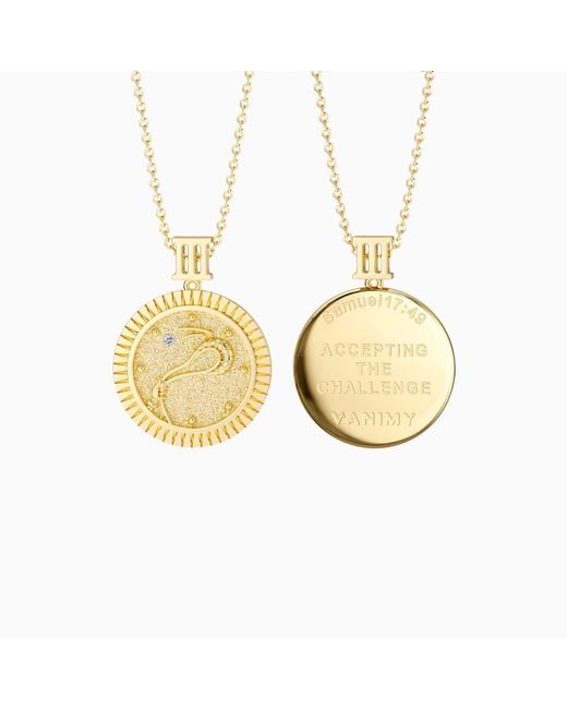 Vanimy Metallic Promised Land Strength & Bravery Coin Medallion Necklace
