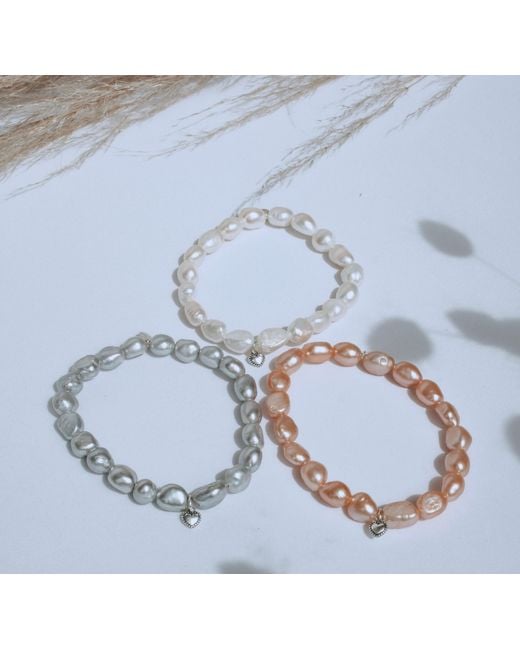 FV Jewellery Metallic La Pierre Keshi Pearl Stretchy Bracelet