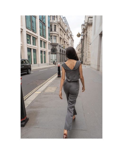 Femponiq Gray Viscose & Cupro Blend Pants