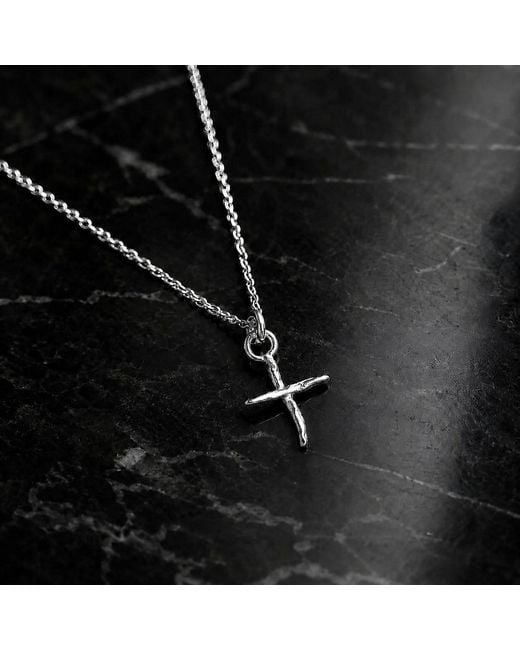 Mother Nature Jewelry Metallic Jasmine Branch Cross Necklace, Handmade Minimalist Pendant