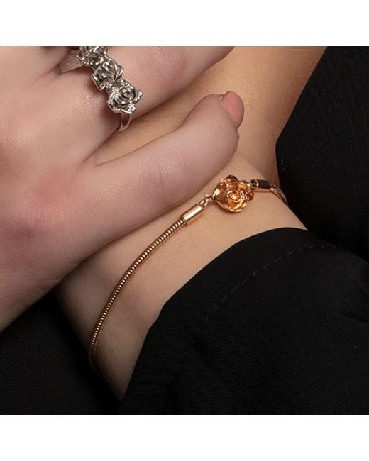 Unaloe Metallic Lepeace Rose Adjustable Sterling Snake Chain Bracelet For