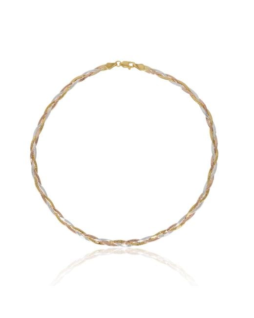 Spero London Metallic Rose Rose & Spiral Sterling Flat Necklace