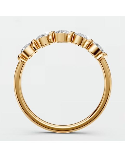 Aya Fine Jewelry Metallic 0.85 Cwt Oval Lab Diamond Five Stone Wedding Band