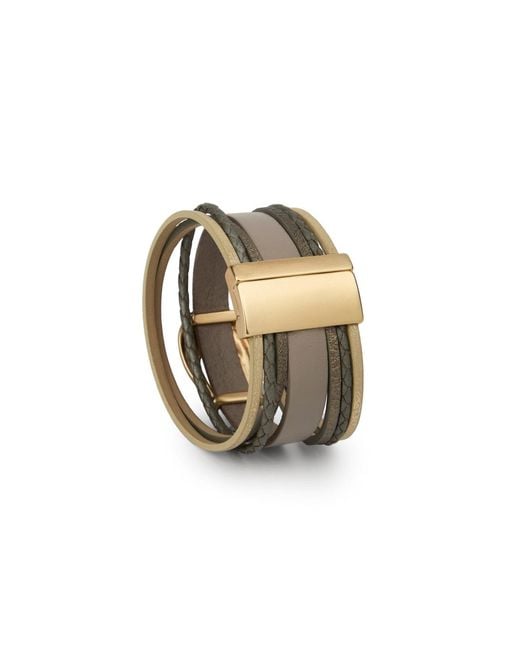 Saachi Metallic Horseshoe Charm Leather Bracelet