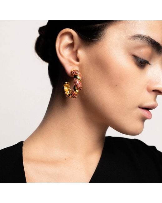 Lavani Jewels Metallic Fuchsia & Gold Plated Paramount Hoops