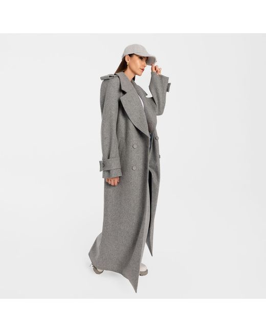Mandragora Gray Double-Breasted Wool Coat Marove