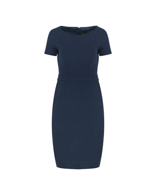 Conquista Blue Fitted Navy Cap Sleeve Dress Punto