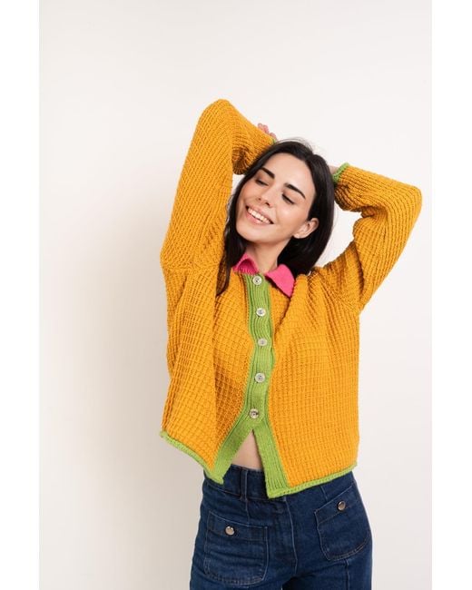 Mind Traveler Yellow Tina Mustard Cotton Cardigan