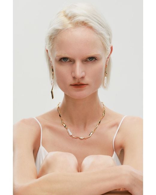 Classicharms Metallic Asymmetrical Molten Baroque Pearl Earrings