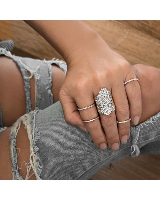 SALLY SKOUFIS Metallic Minx Ring With Made Cz Diamond Stimulant