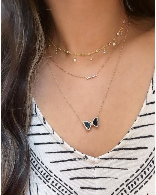 KAMARIA Metallic Rain Drop Choker Necklace With Crystals