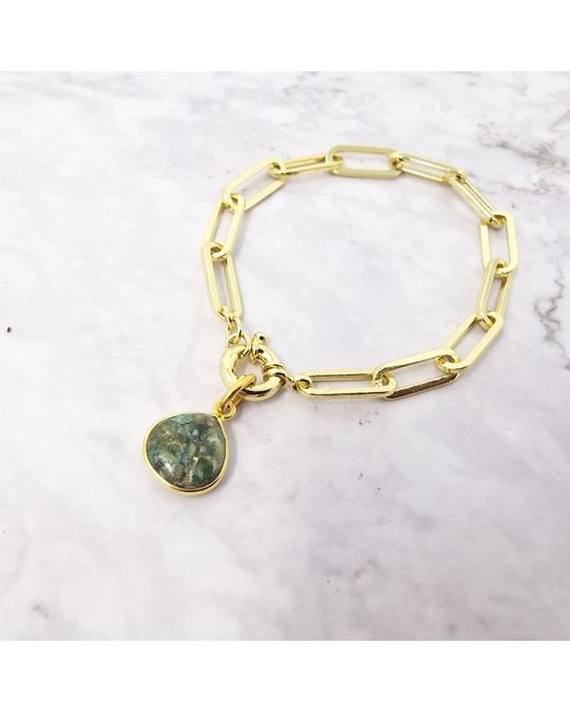 Harfi Metallic Plated Emerald May Birthstone Gemstone Crystal Bracelet