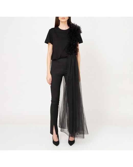 LIA ARAM Black Layered Tulle Tee