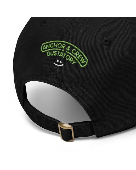 Anchor and Crew Black Gustatory Caffeine. Cotton Embroidered Cap