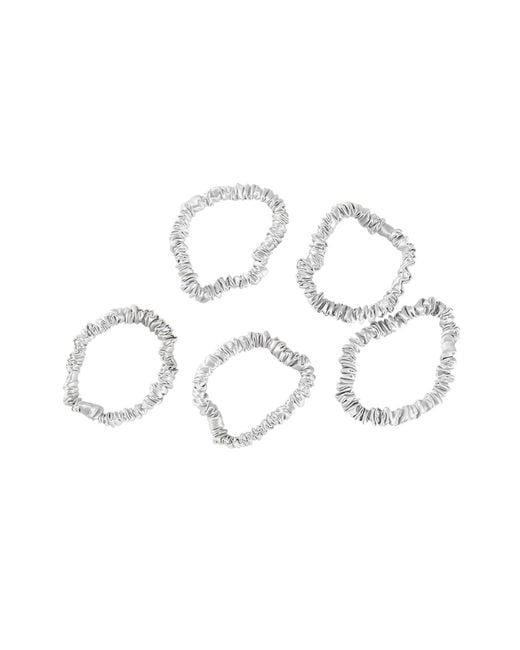 Soft Strokes Silk Metallic Pure Mulberry Silk Skinny Scrunchie Set Of Five