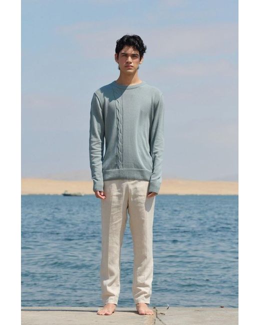 La Granni Blue Cable Crewneck