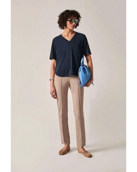 James Lakeland Blue Jersey V-Neck Top