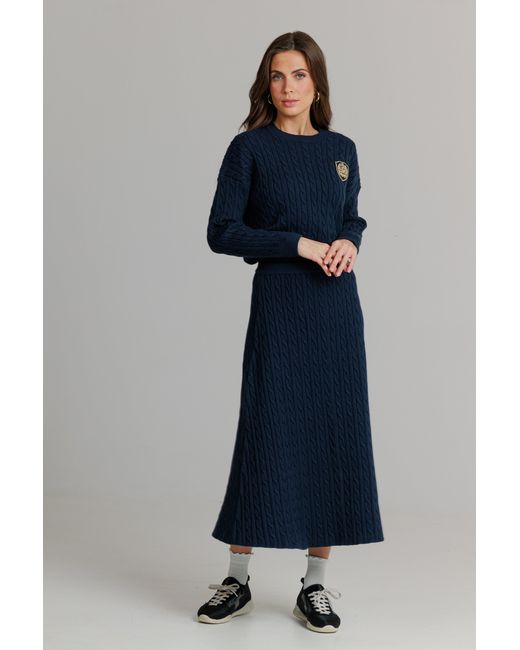 Lou&Up (Formerly Loup Clothing) Blue Cable Knit Midi Skirt