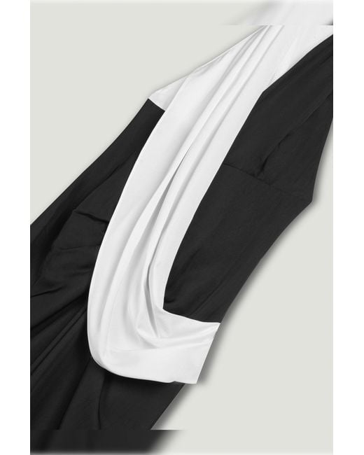 Nocturne Black Contrast Draped Halter Maxi Dress
