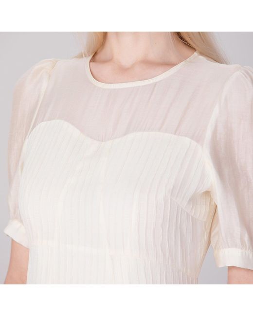 Smart and Joy Pink Bi-Material Fit-And-Flare Bustier Cut Dress