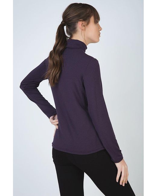 Conquista Purple Long Sleeve Polo Neck Jumper