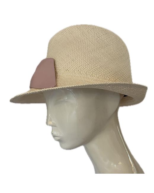 Misa Harada Millinery Pink Sandy Off- Panama Straw Hat