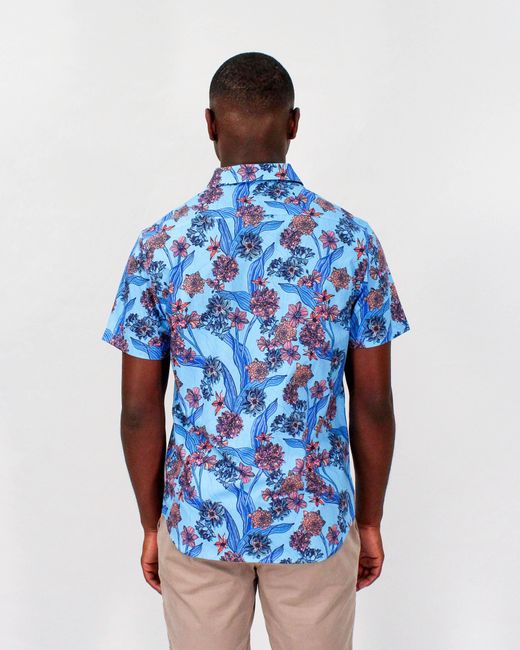 Lords of Harlech Blue Scott Ocean Floral Shirt for men