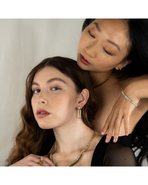 Rare Matters Jewelry Metallic Neutrals Golden Hour Clear Lariat Necklace