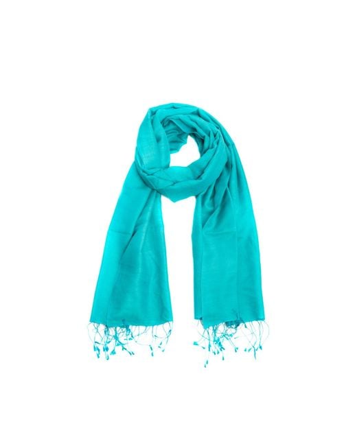 Saachi Blue Pashmina Satin Multi Scarf