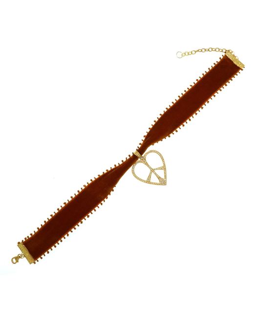 Artisan Brown Heart Design Pave Diamond Choker Necklace In 14k Yellow Gold Jewelry